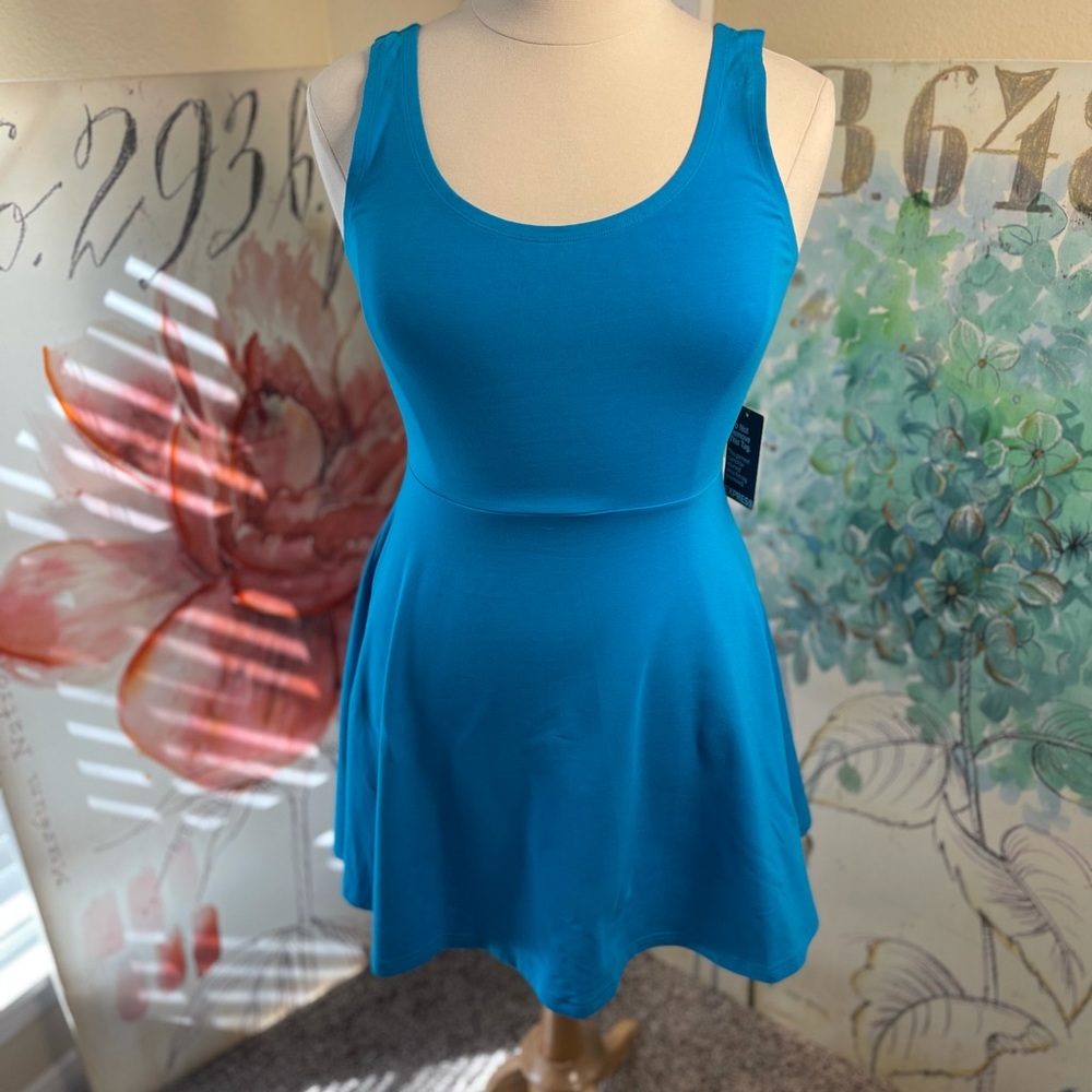 NWT•Express Fit & Flare Turquoise Tank Dress